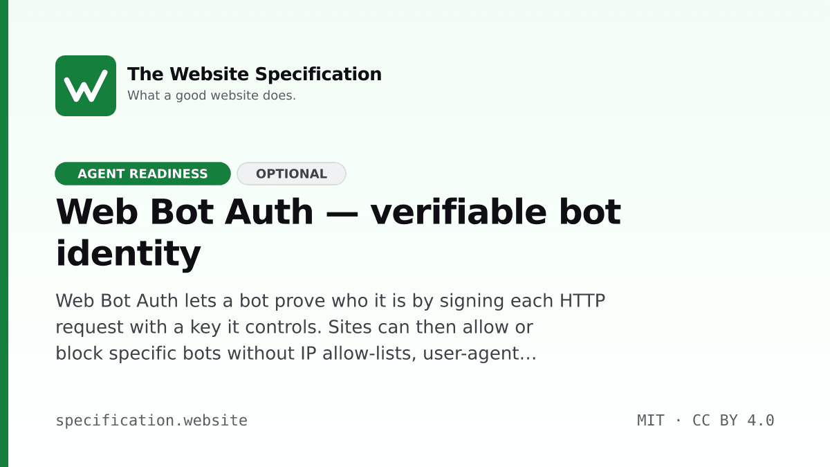 Web Bot Auth — verifiable bot identity