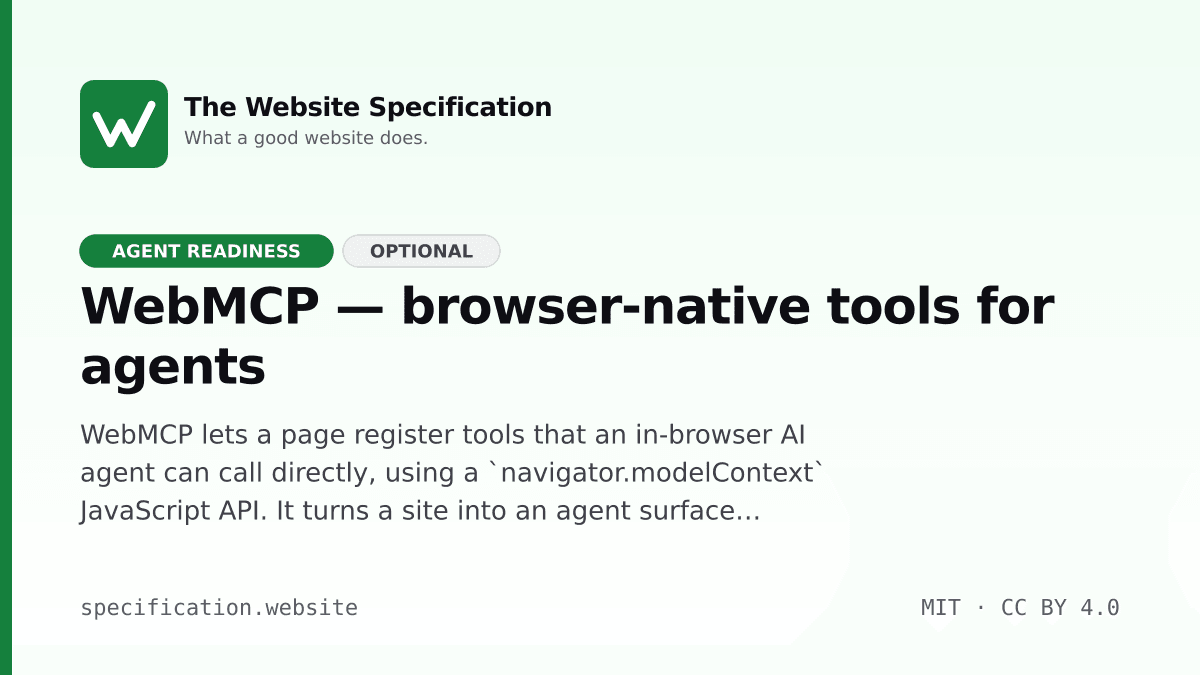 WebMCP — browser-native tools for agents