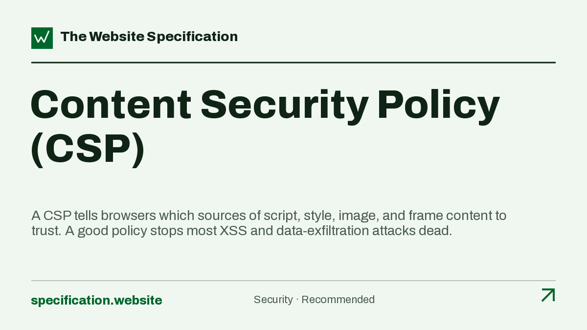 Content Security Policy (CSP) · Website Spec