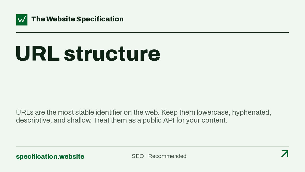 URL structure · Website Spec